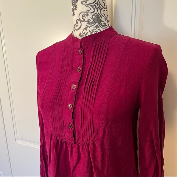 CURRENT 100% SILK Tunic Blouse w/Placket and buttons women's size 6 - Picture 2 of 7